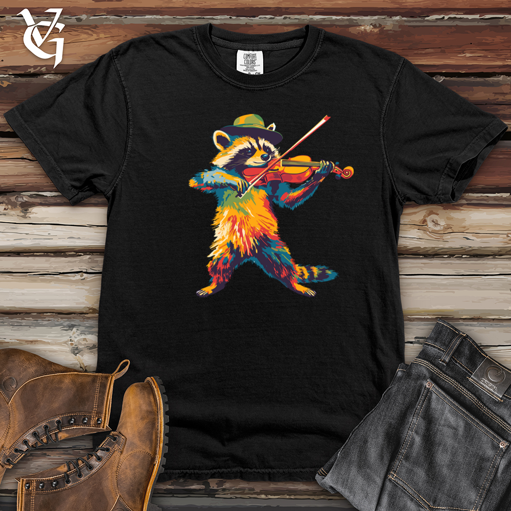 Hipster Raccoon Violinist Heavy Cotton Comfort Colors Tee