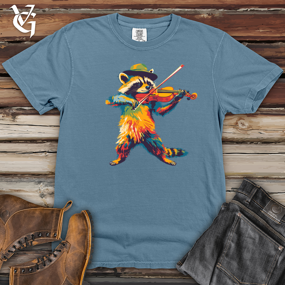 Hipster Raccoon Violinist Heavy Cotton Comfort Colors Tee