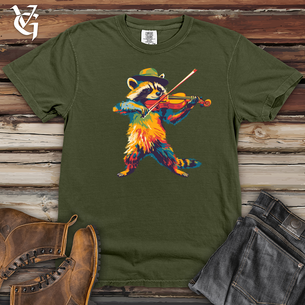 Hipster Raccoon Violinist Heavy Cotton Comfort Colors Tee