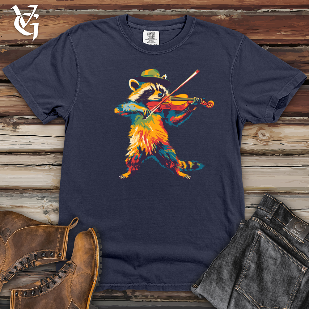 Hipster Raccoon Violinist Heavy Cotton Comfort Colors Tee