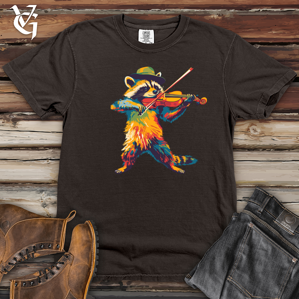 Hipster Raccoon Violinist Heavy Cotton Comfort Colors Tee