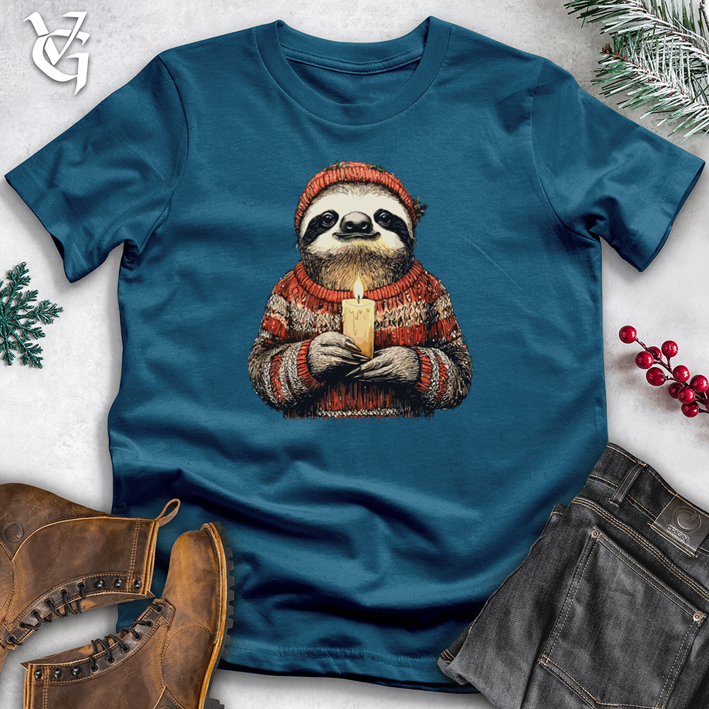 Sloth Christmas Candle Cotton Tee