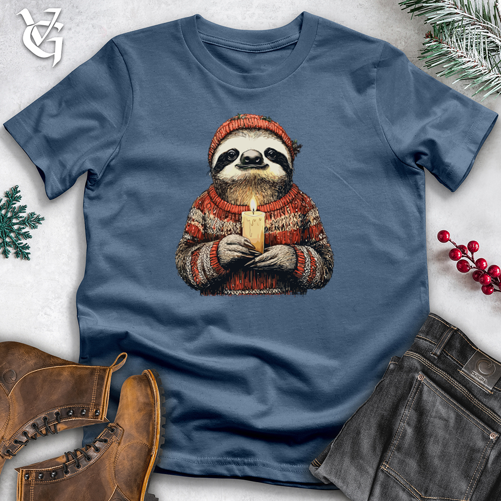 Sloth Christmas Candle Cotton Tee