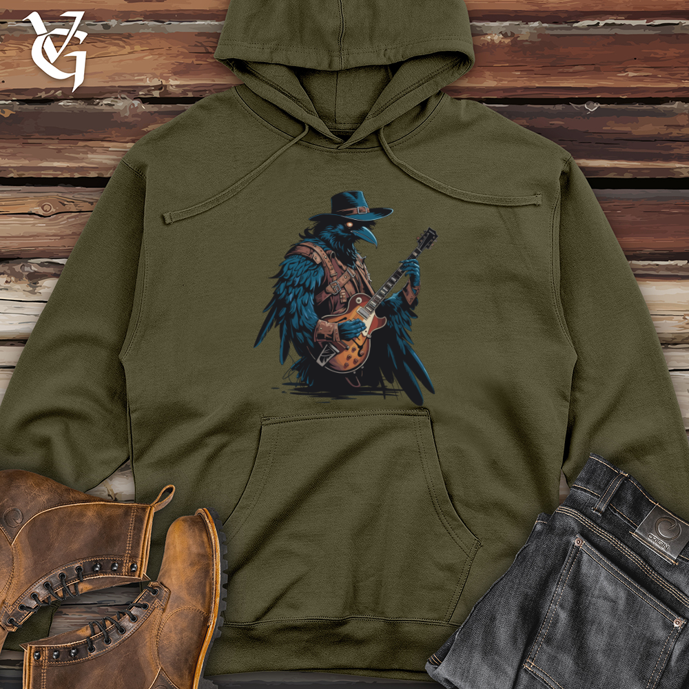 Raven With Guitar Midweight Hooded Sweatshirt