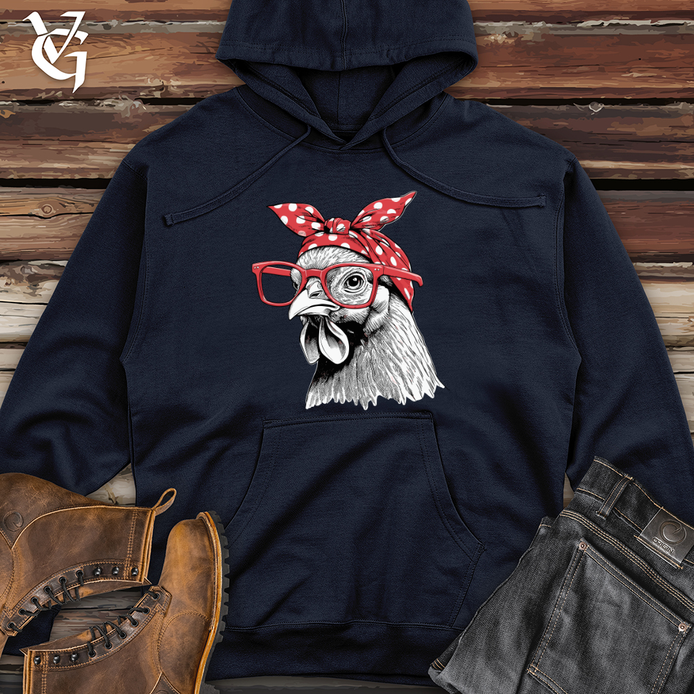 Chicken Wearing Glasses Midweight Hooded Sweatshirt