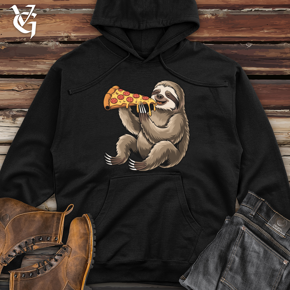 Sloth Eating Pizza Midweight Hooded Sweatshirt