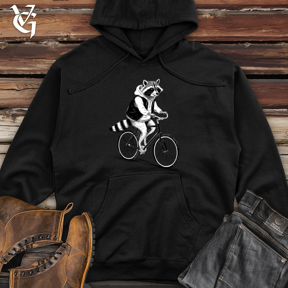 Raccoon Riding Cycle Midweight Hooded Sweatshirt