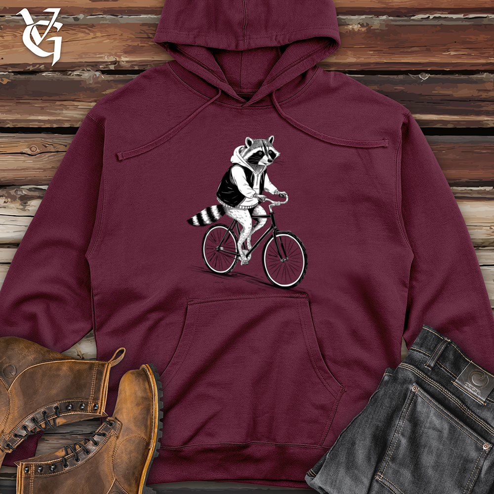 Raccoon Riding Cycle Midweight Hooded Sweatshirt