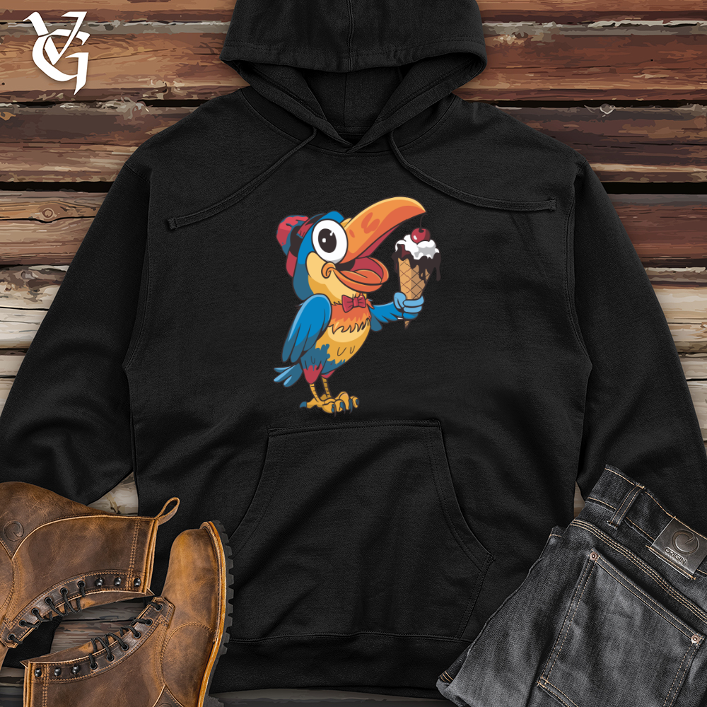 Toucan Eating Ice Cream Midweight Hooded Sweatshirt