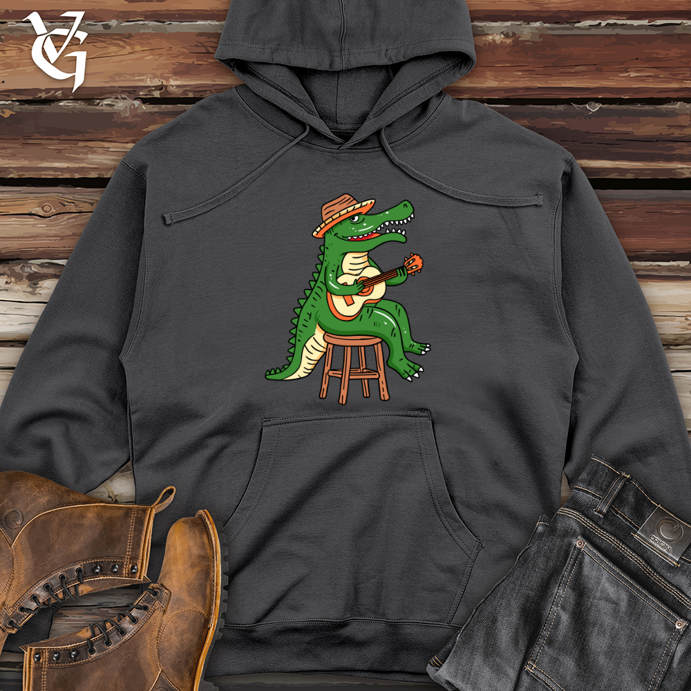 Crocodile Playing Guitar Midweight Hooded Sweatshirt