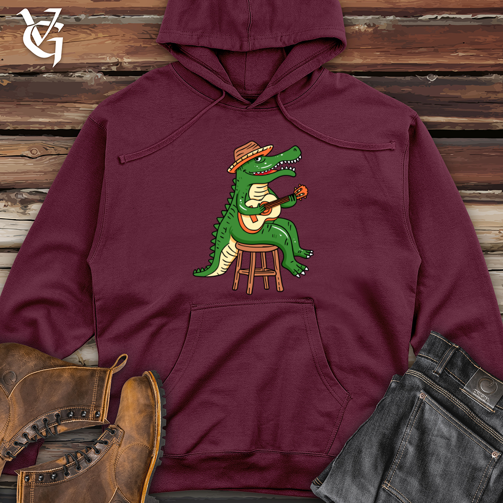 Crocodile Playing Guitar Midweight Hooded Sweatshirt