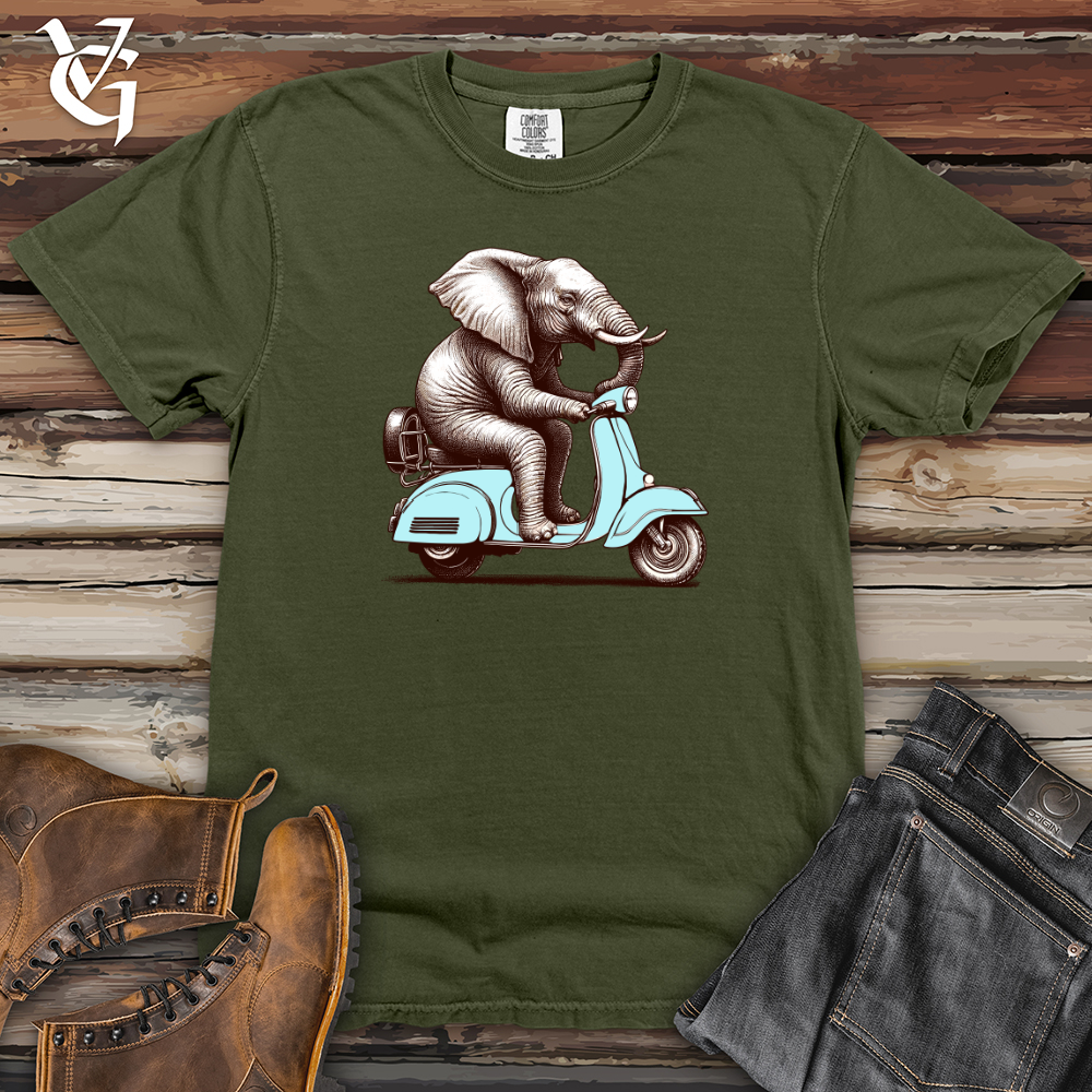 Elephant Sitting Top a Scooter Heavy Cotton Comfort Colors Tee