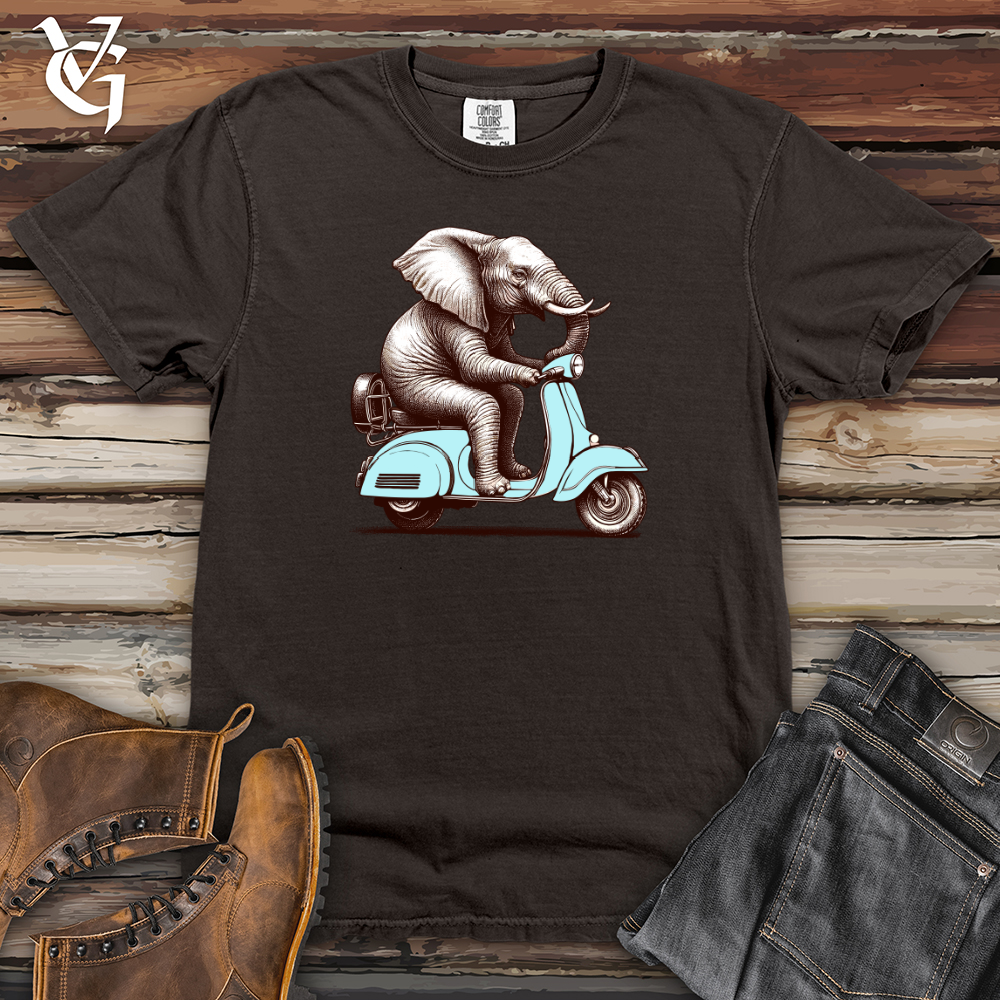 Elephant Sitting Top a Scooter Heavy Cotton Comfort Colors Tee