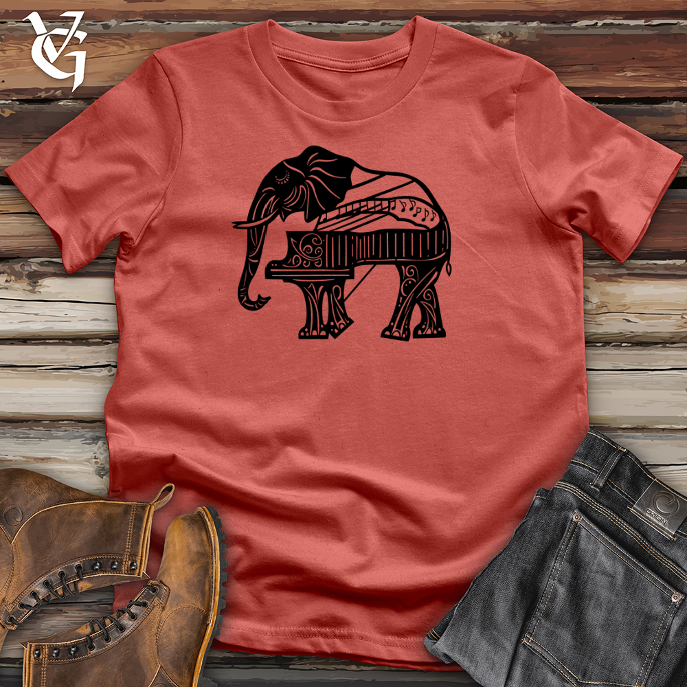 Elephant Pianist Silhouette Cotton Tee