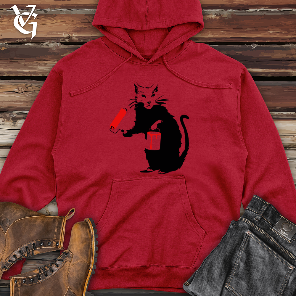 Painting Cat Midweight Hooded Sweatshirt
