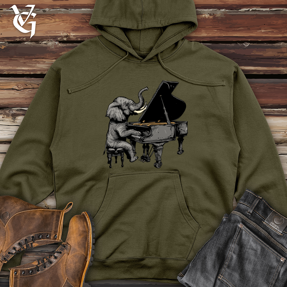 Elephant Pianist Melody Midweight Hooded Sweatshirt