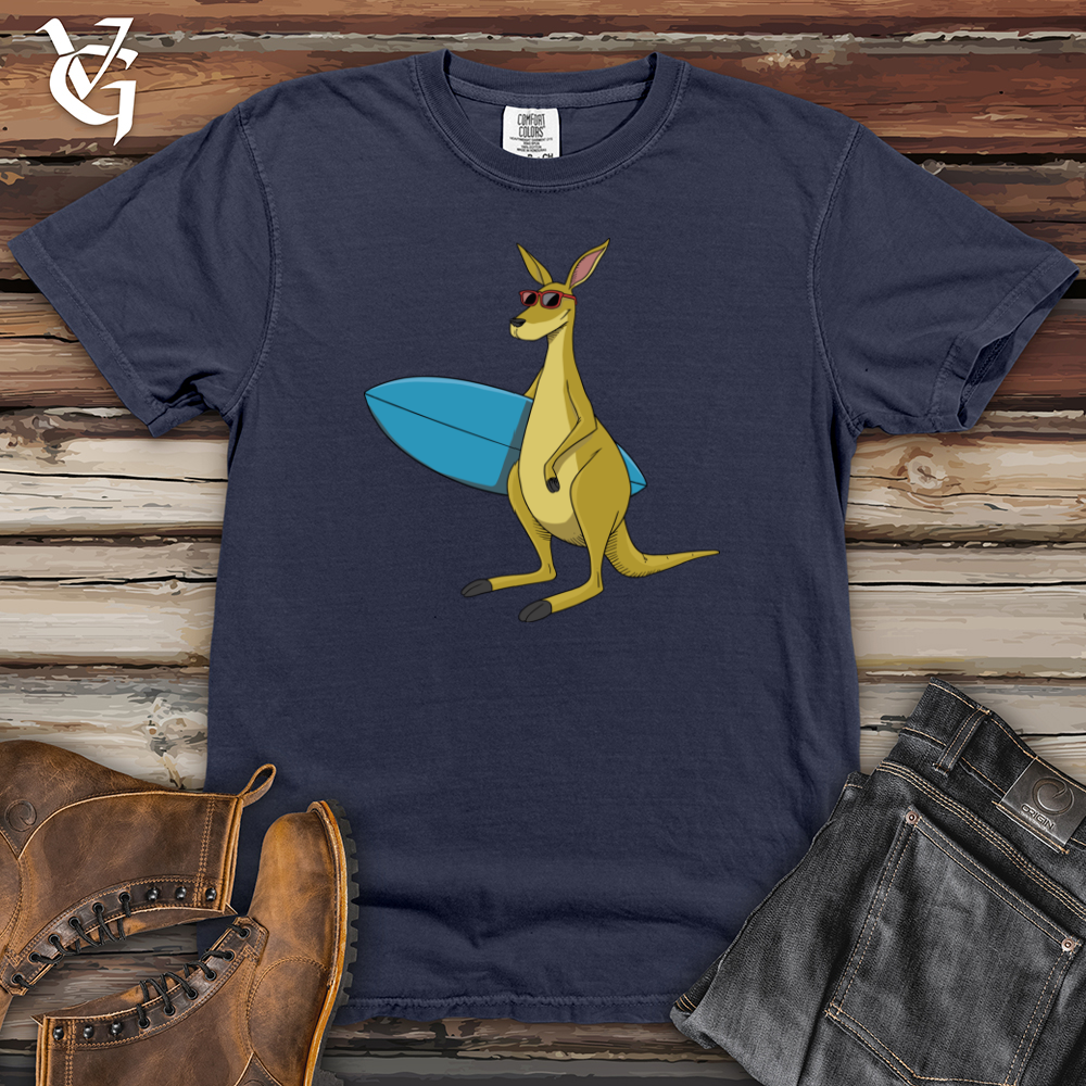 Kangaroo With Surfboard Heavy Cotton Comfort Colors Tee