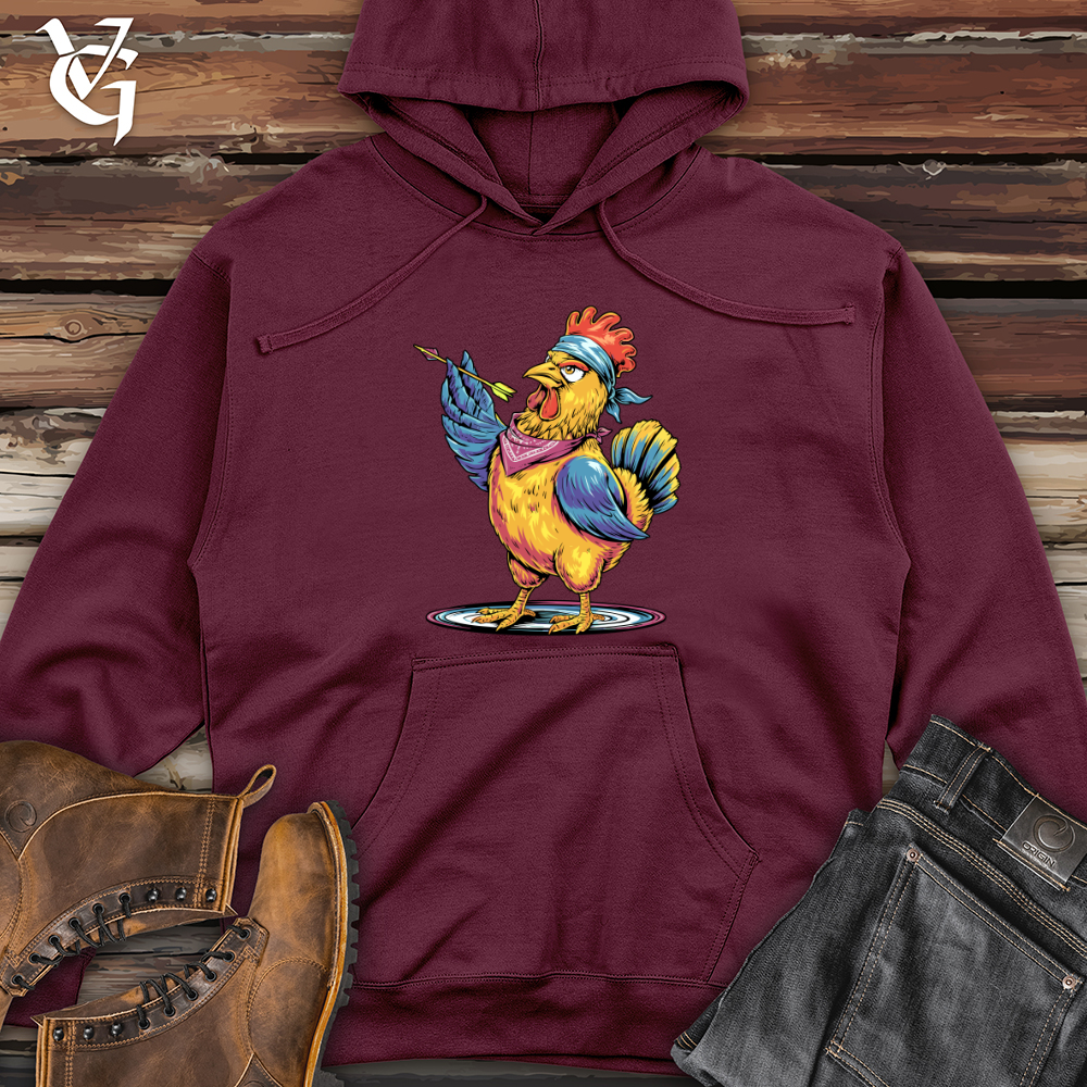 Chicken Throwing Darts Midweight Hooded Sweatshirt