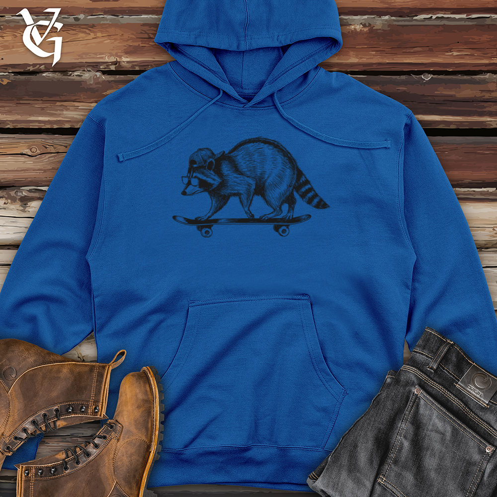Raccoon Skateboarding Midweight Hooded Sweatshirt