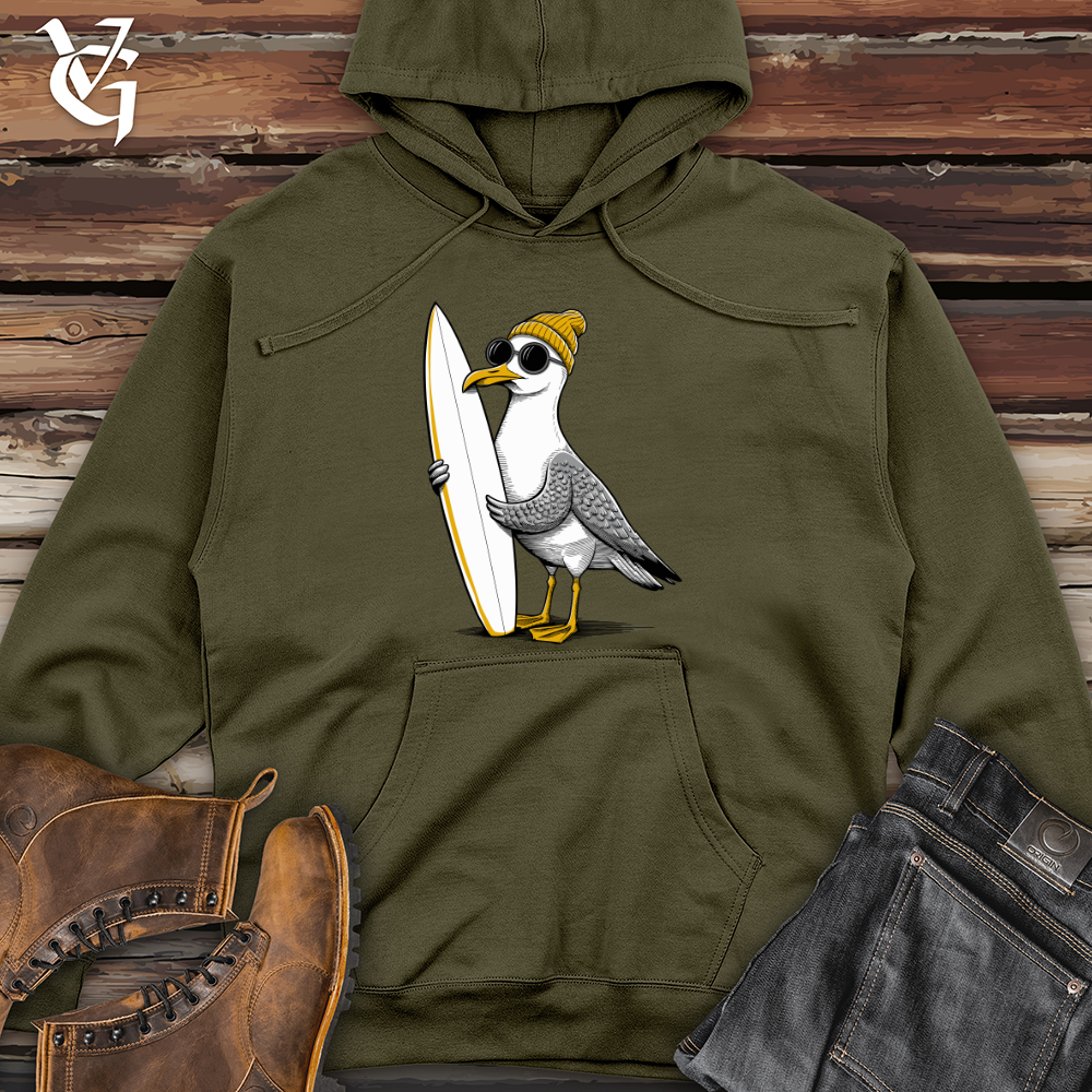 Surfing Seagull Midweight Hooded Sweatshirt