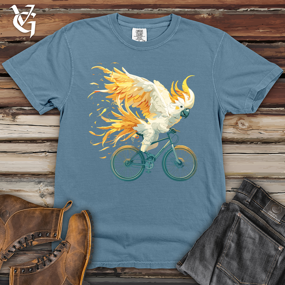 Cockatoo Riding A Bike Heavy Cotton Comfort Colors Tee