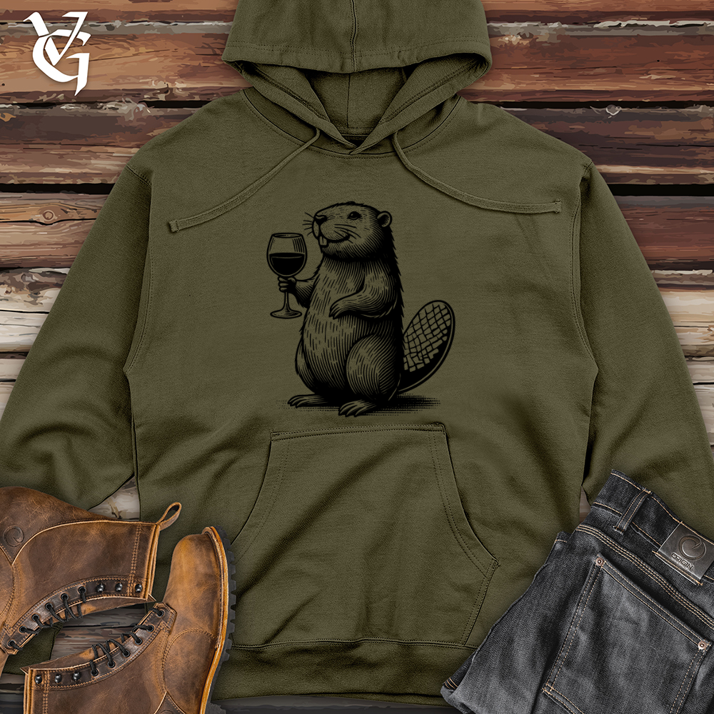 Beaver Drinking Midweight Hooded Sweatshirt