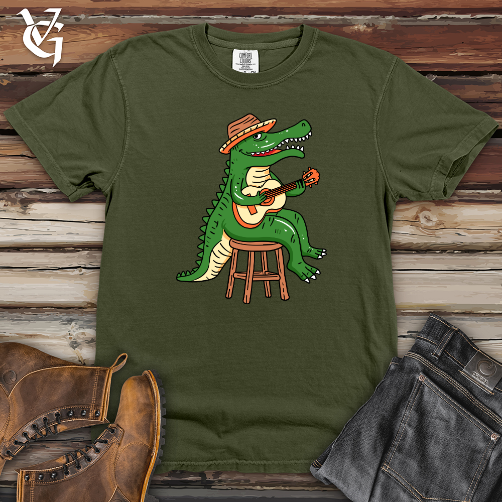 Crocodile Playing Guitar Heavy Cotton Comfort Colors Tee