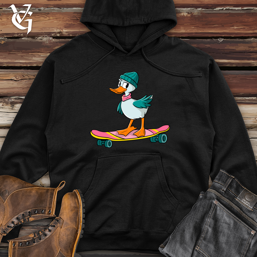 Duck With Skateboard Midweight Hooded Sweatshirt