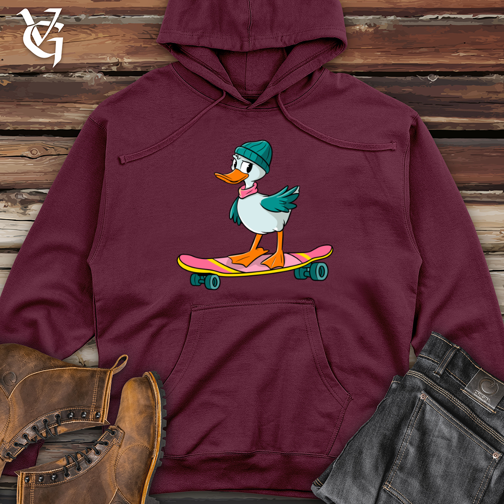 Duck With Skateboard Midweight Hooded Sweatshirt