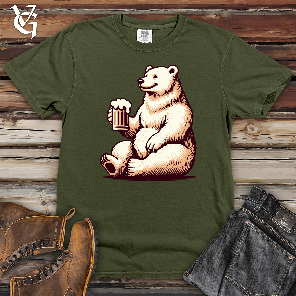 Polar Bear With Mug of Beer Heavy Cotton Comfort Colors Tee