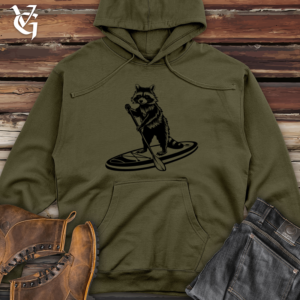 Racoon Paddleboarding Midweight Hooded Sweatshirt