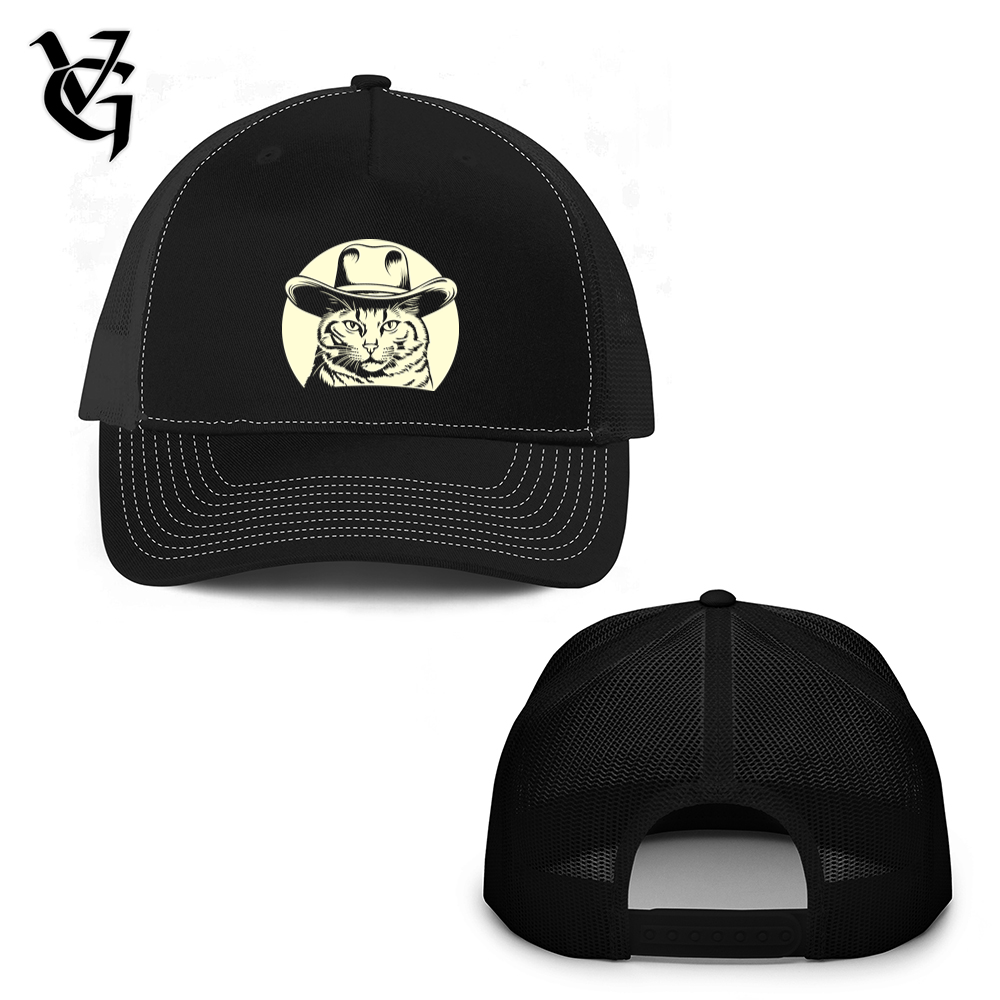 Retro Cowboy Cat Trucker Hat