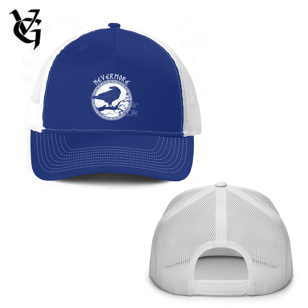 Nevermore White Winter Raven Trucker Hat