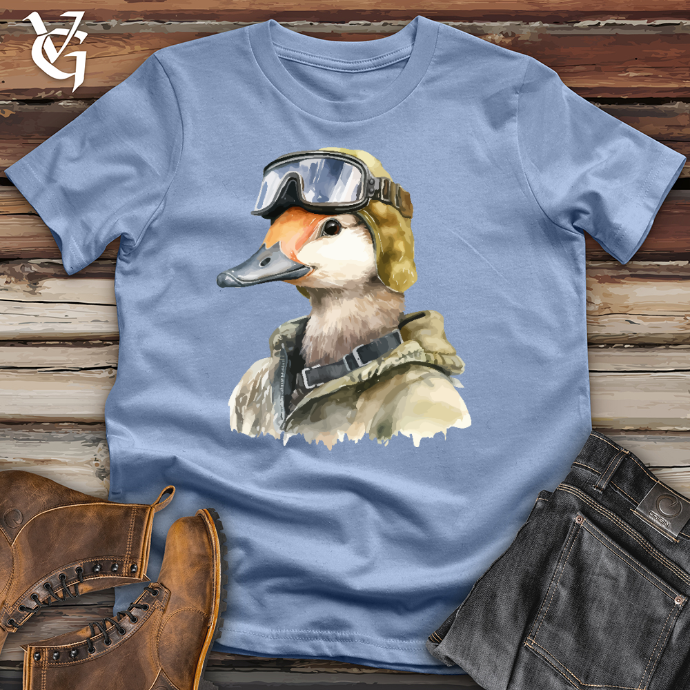 Viking Goods Funny Goose Aviator Hat Cotton Tee Baby Blue / L