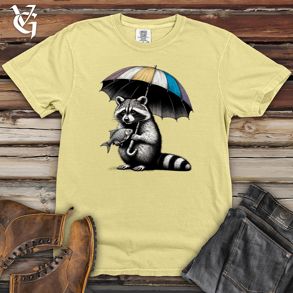 Viking Goods Raccoon is Holding The Umbrella Heavy Cotton Comfort Colors Tee Banana / L