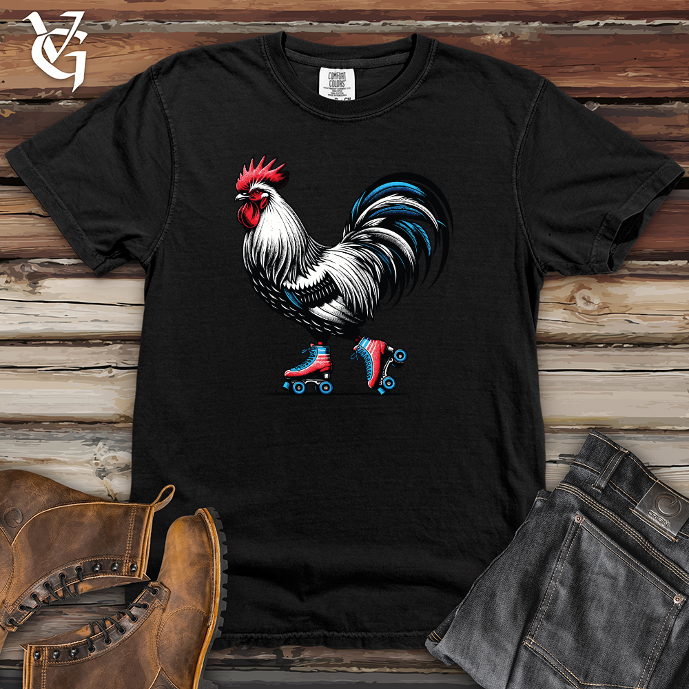 Viking Goods Rooster with Roller Skates Heavy Cotton Comfort Colors Tee Black / L