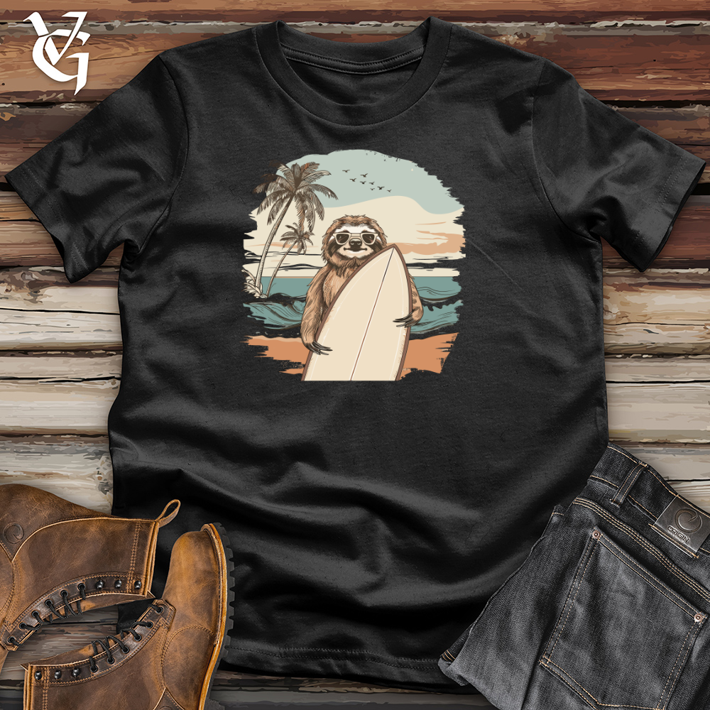 Viking Goods Sloth Surfer Serenity Cotton Tee Black / L