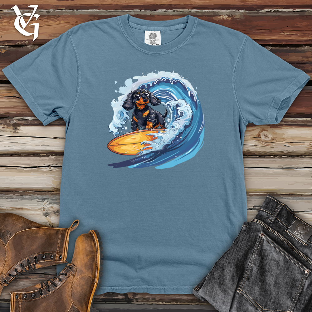 Viking Goods Dachshund Surfer Splash Heavy Cotton Comfort Colors Tee Blue Jean / L