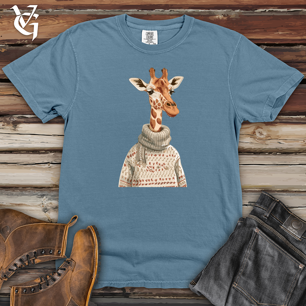 Viking Goods Giraffe Cozy Sweater Heavy Cotton Comfort Colors Tee Blue Jean / L