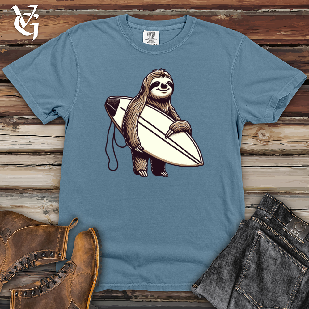 Viking Goods Sloth Surfer Heavy Cotton Comfort Colors Tee Blue Jean / L