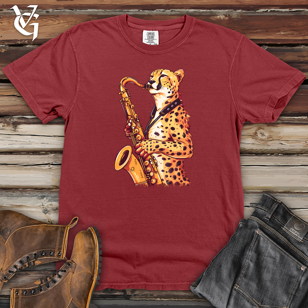 Viking Goods Cheetah Saxophone Groove Heavy Cotton Comfort Colors Tee Brick / L