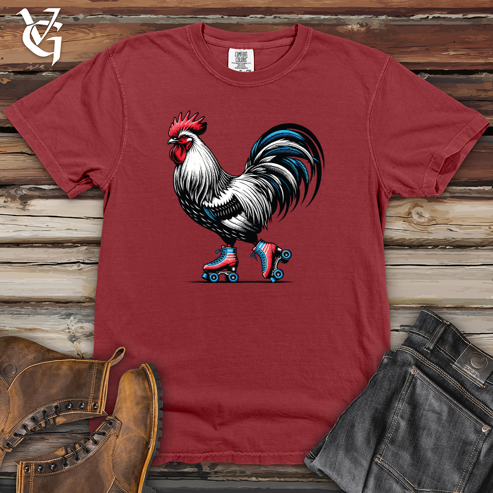Viking Goods Rooster with Roller Skates Heavy Cotton Comfort Colors Tee Brick / L