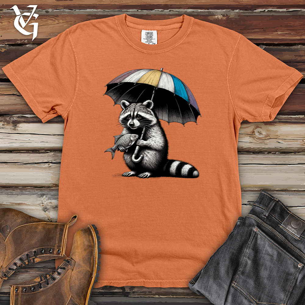 Viking Goods Raccoon is Holding The Umbrella Heavy Cotton Comfort Colors Tee Burnt Orange / L