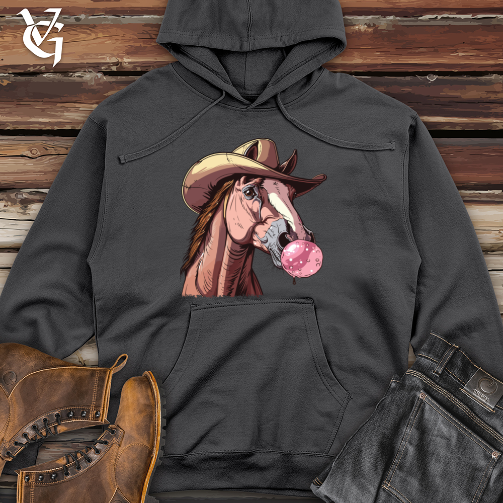 Viking Goods Bubblegum Cowboy Horse Midweight Hooded Sweatshirt Charcoal / L