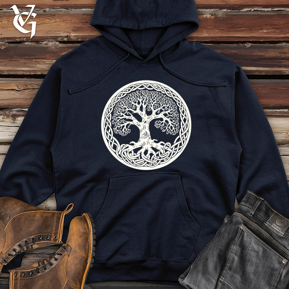Viking Goods Celtic Tree Unity Midweight Hooded Sweatshirt Classic Navy / L