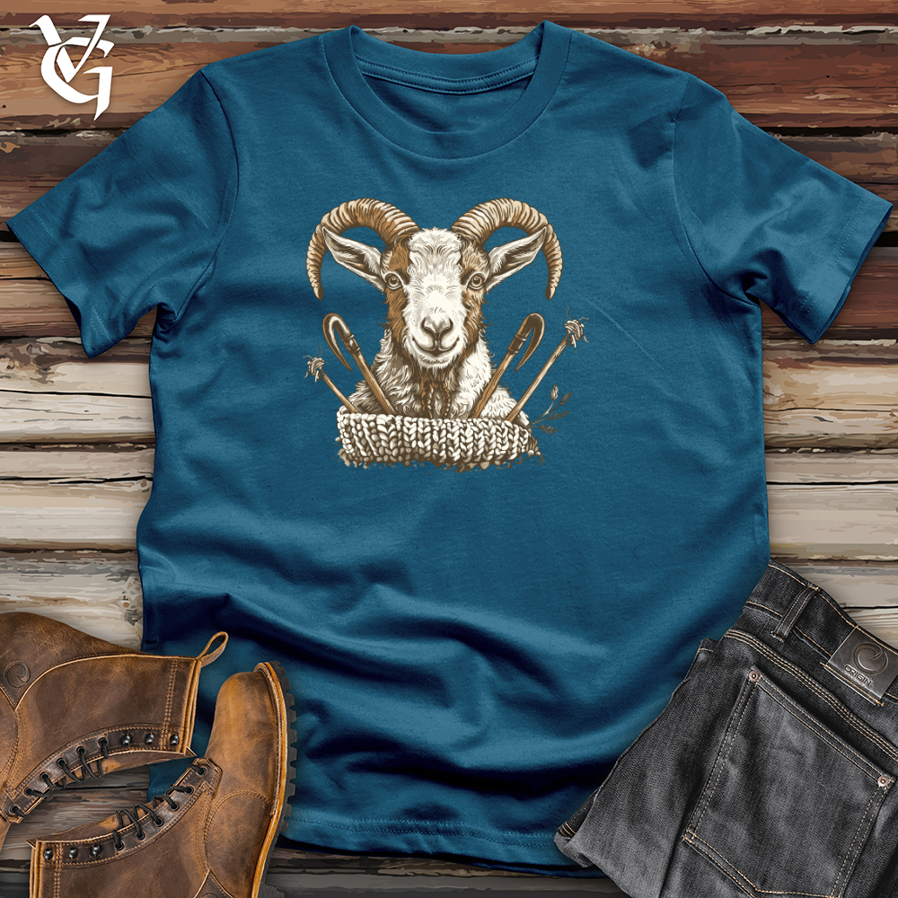 Viking Goods Crochet Crafter Goat Cotton Tee Deep Teal / L