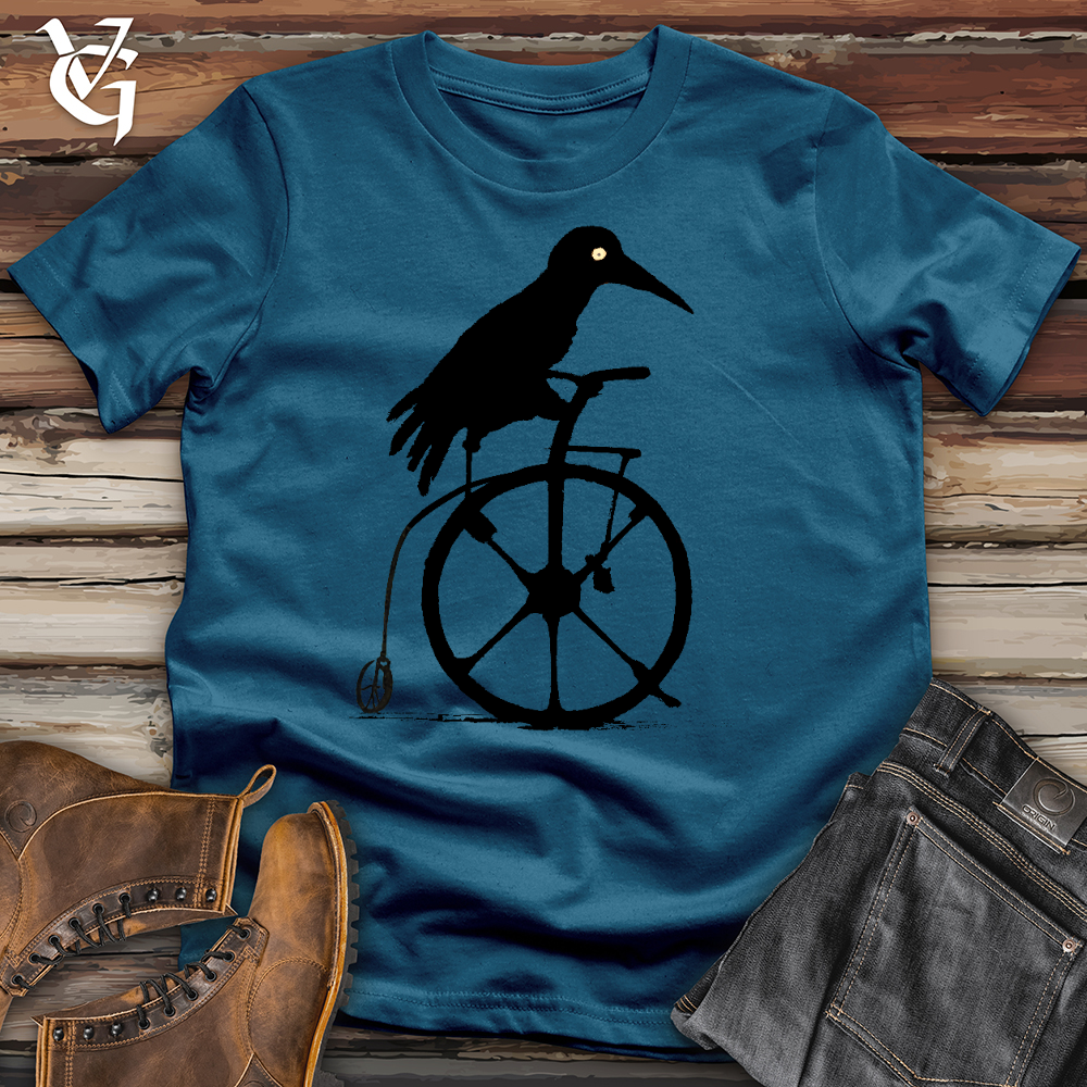Viking Goods Crow Riding Bike Cotton Tee Deep Teal / L