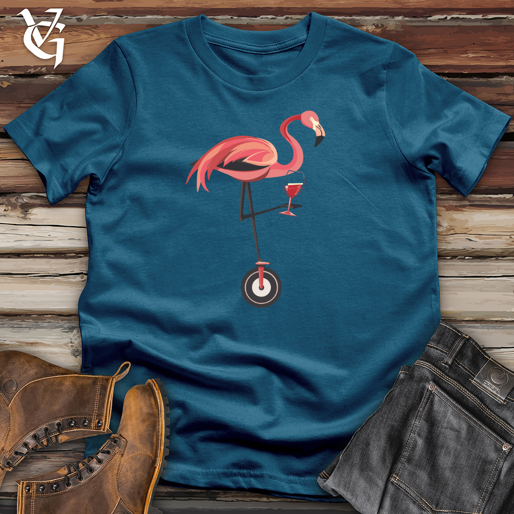 Viking Goods Flamingo Unicycle Sip Cotton Tee Deep Teal / L