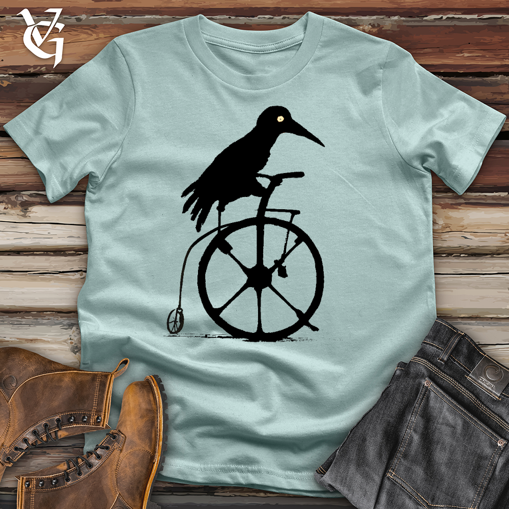 Viking Goods Crow Riding Bike Cotton Tee Dusty Blue / L