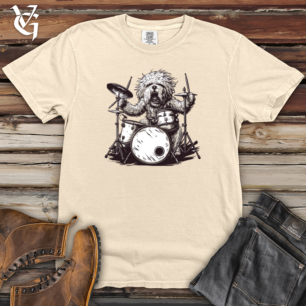 Viking Goods Dog Rockstar Drummer Heavy Cotton Comfort Colors Tee Ivory / L
